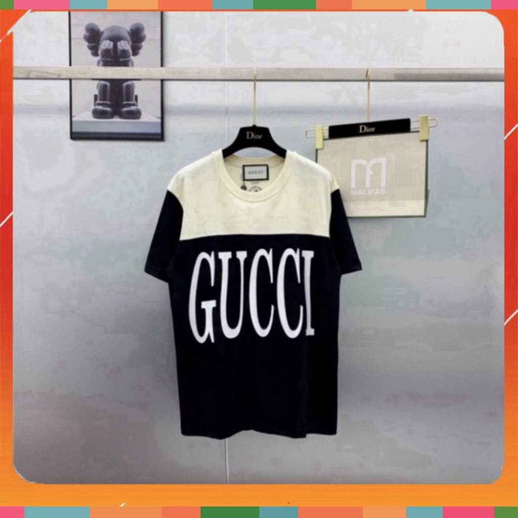 Áo phông nam nữ Premium Cotton pha màu đen sữa dập chữ GG trước ngực siêu sang 2023 | BigBuy360 - bigbuy360.vn