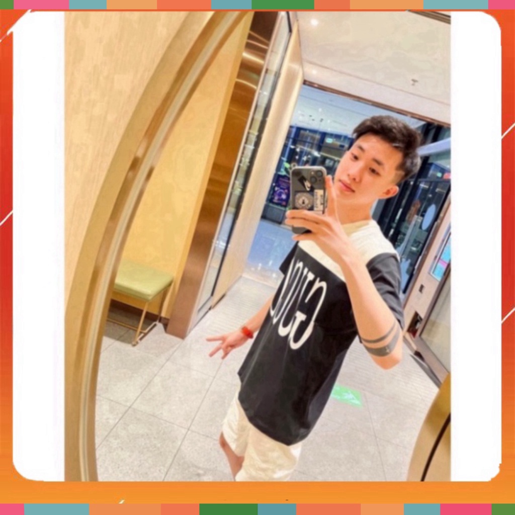 Áo phông nam nữ Premium Cotton pha màu đen sữa dập chữ GG trước ngực siêu sang 2023 | BigBuy360 - bigbuy360.vn