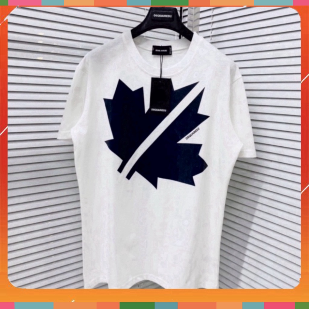 Áo phông nam nữ Premium Cotton in hình logo lá chữ DSQ2 vải dày dặn co giãn 4 chiều cao cấp. | BigBuy360 - bigbuy360.vn