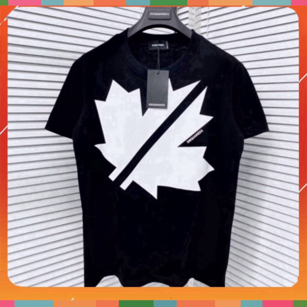 Áo phông nam nữ Premium Cotton in hình logo lá chữ DSQ2 vải dày dặn co giãn 4 chiều cao cấp. | BigBuy360 - bigbuy360.vn