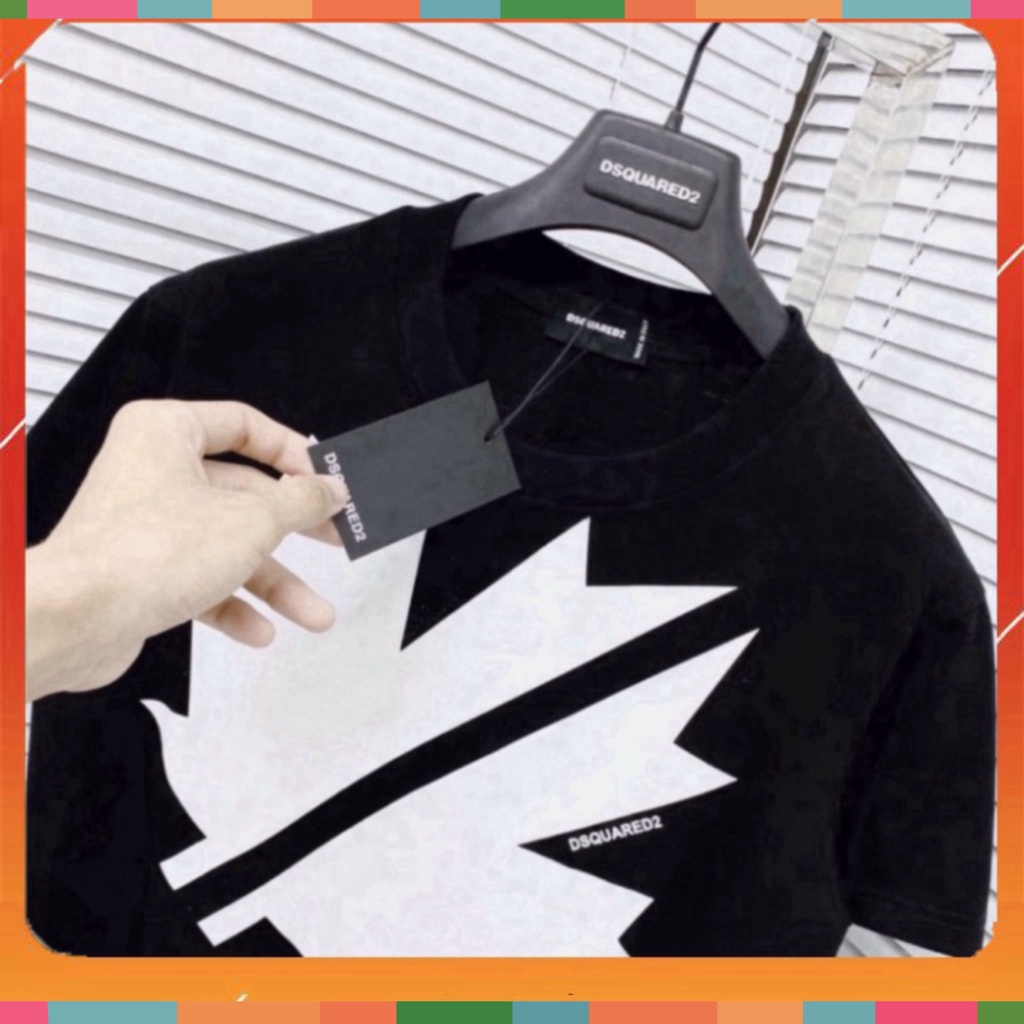 Áo phông nam nữ Premium Cotton in hình logo lá chữ DSQ2 vải dày dặn co giãn 4 chiều cao cấp. | BigBuy360 - bigbuy360.vn