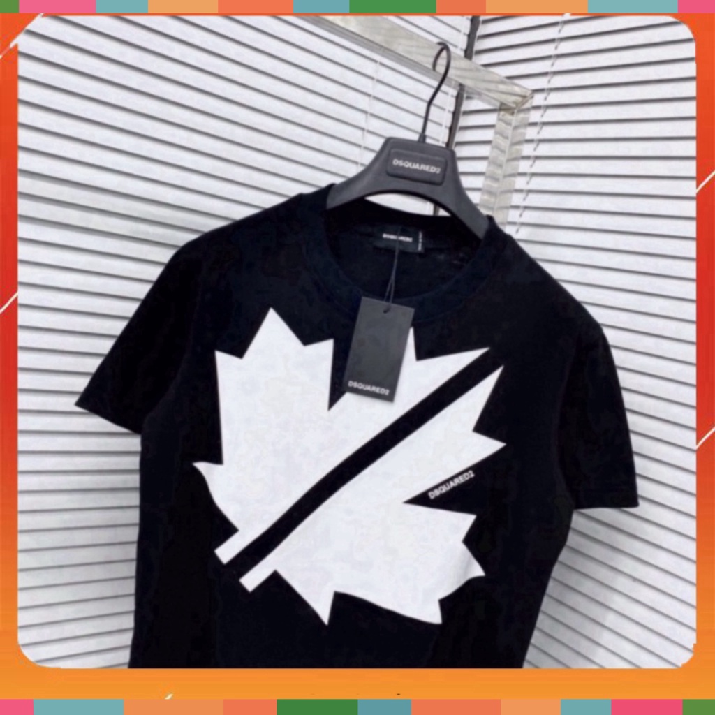 Áo phông nam nữ Premium Cotton in hình logo lá chữ DSQ2 vải dày dặn co giãn 4 chiều cao cấp. | BigBuy360 - bigbuy360.vn