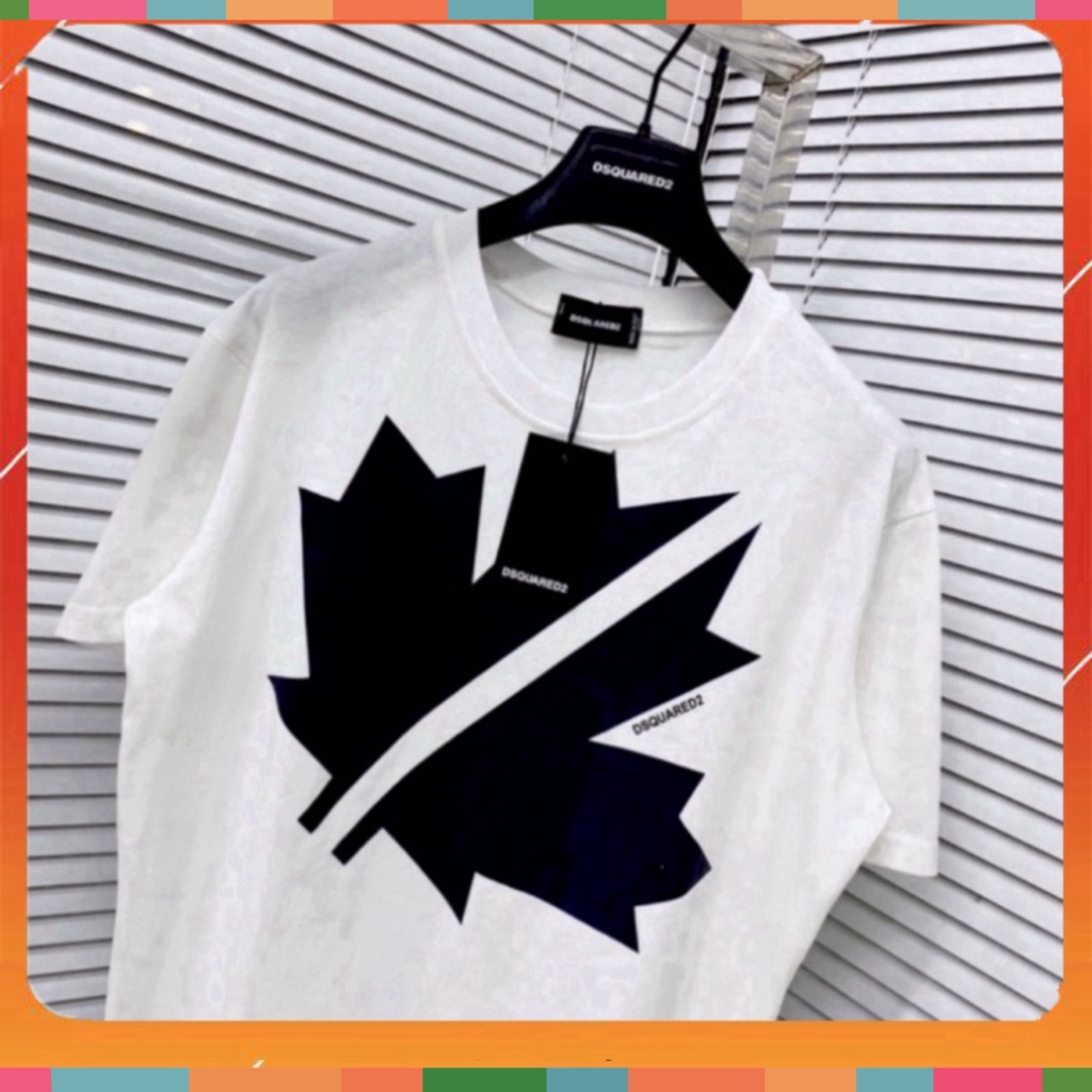 Áo phông nam nữ Premium Cotton in hình logo lá chữ DSQ2 vải dày dặn co giãn 4 chiều cao cấp. | BigBuy360 - bigbuy360.vn