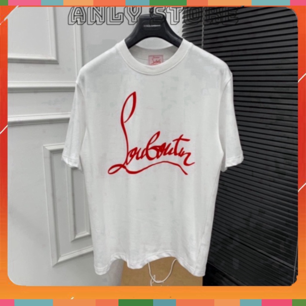 Áo Phông Nam Nữ Premium Cotton In Chữ Louboutin Logo Đỏ Hai Mặt - Áo Thun Nam Nữ Form Rộng U | BigBuy360 - bigbuy360.vn