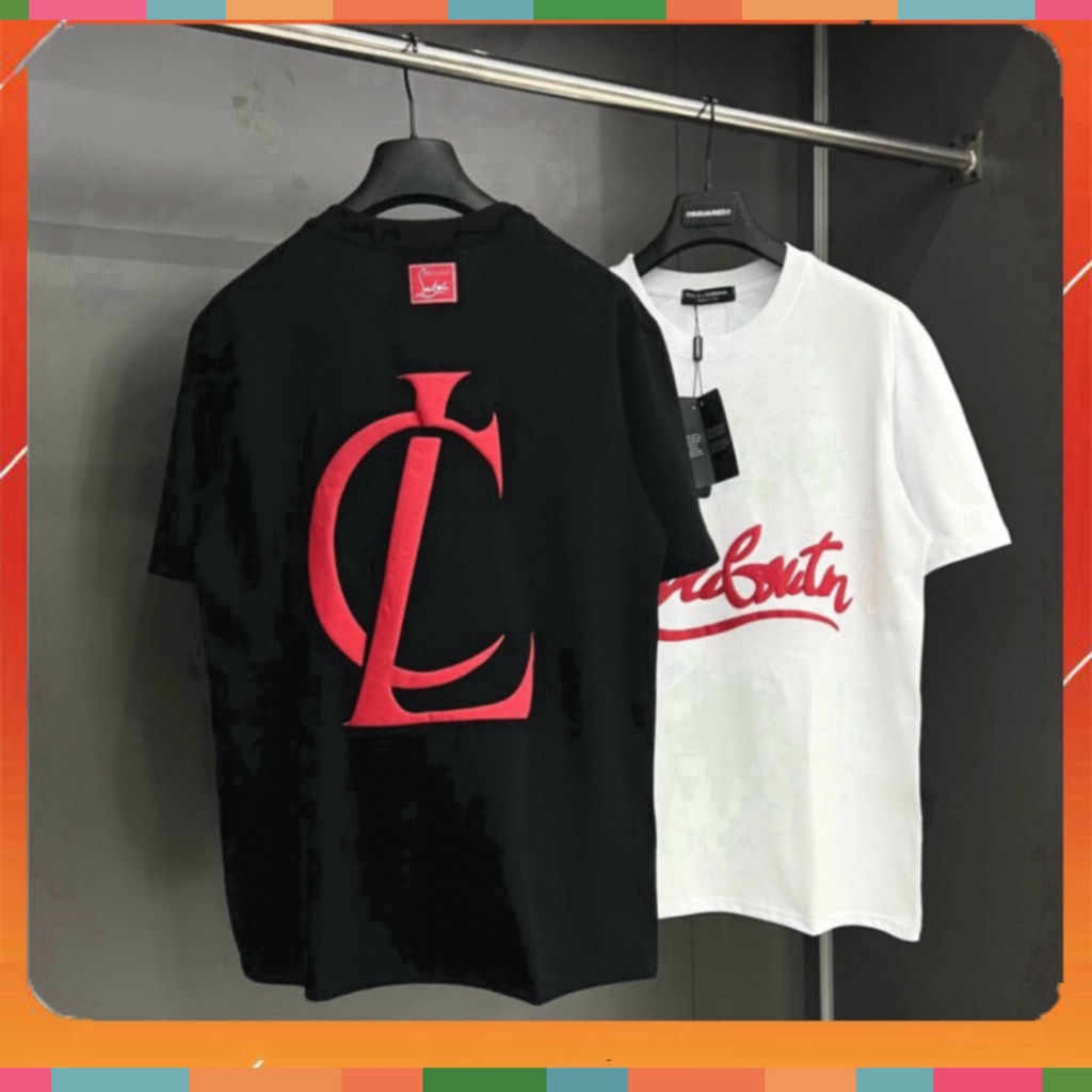 Áo Phông Nam Nữ Premium Cotton In Chữ Louboutin Logo Đỏ Hai Mặt - Áo Thun Nam Nữ Form Rộng U | BigBuy360 - bigbuy360.vn