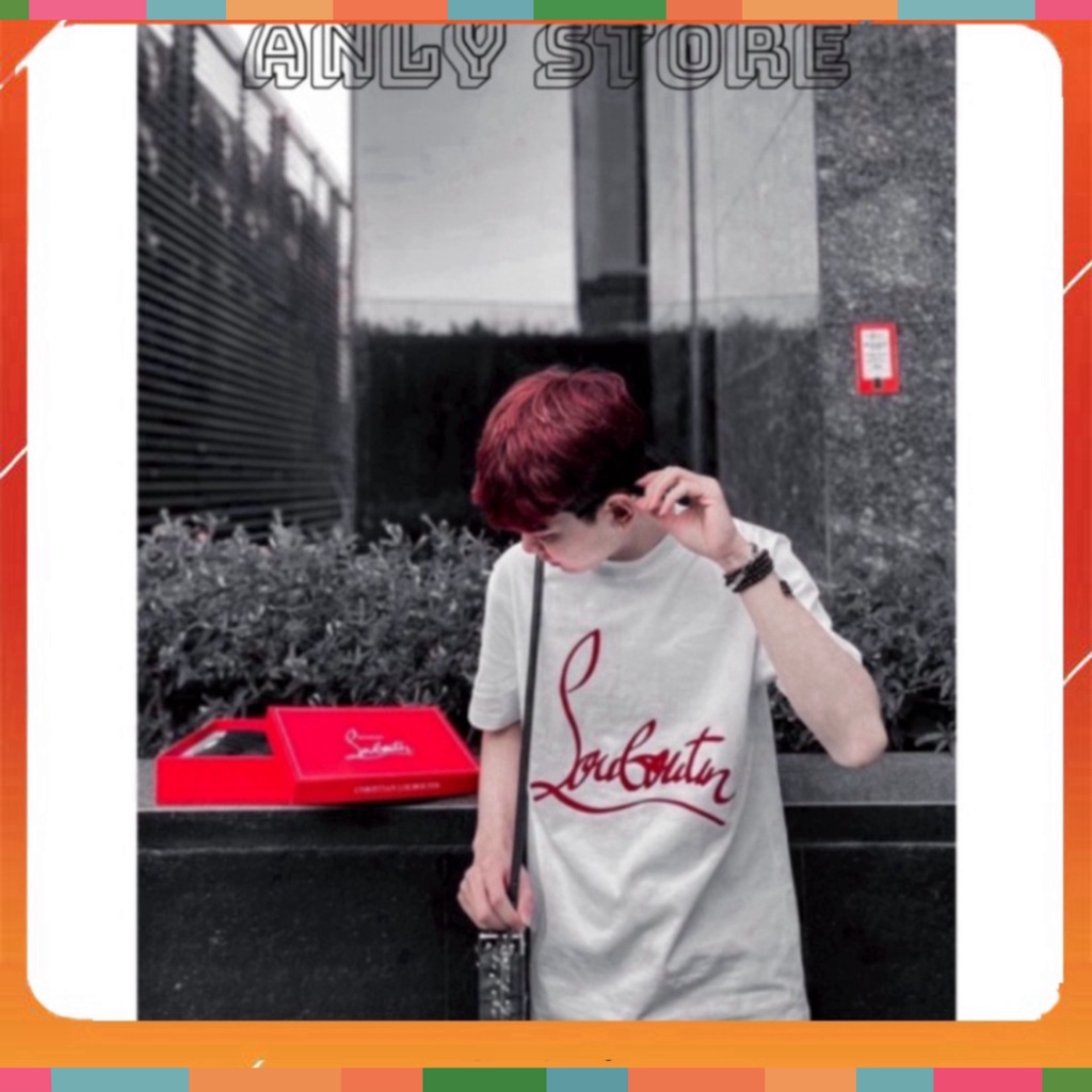 Áo Phông Nam Nữ Premium Cotton In Chữ Louboutin Logo Đỏ Hai Mặt - Áo Thun Nam Nữ Form Rộng U | BigBuy360 - bigbuy360.vn