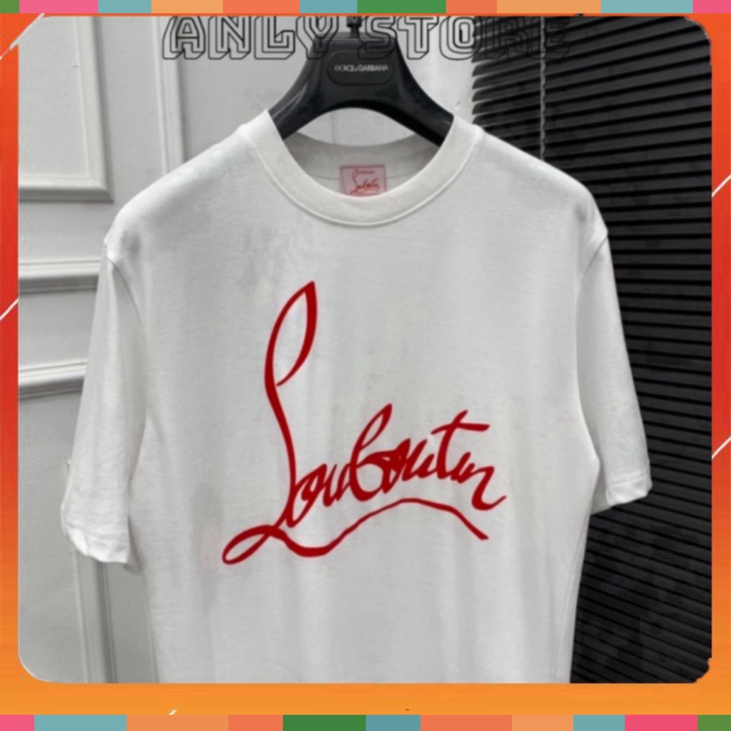 Áo Phông Nam Nữ Premium Cotton In Chữ Louboutin Logo Đỏ Hai Mặt - Áo Thun Nam Nữ Form Rộng U | BigBuy360 - bigbuy360.vn