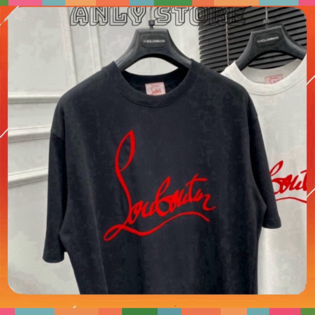 Áo Phông Nam Nữ Premium Cotton In Chữ Louboutin Logo Đỏ Hai Mặt - Áo Thun Nam Nữ Form Rộng U | BigBuy360 - bigbuy360.vn