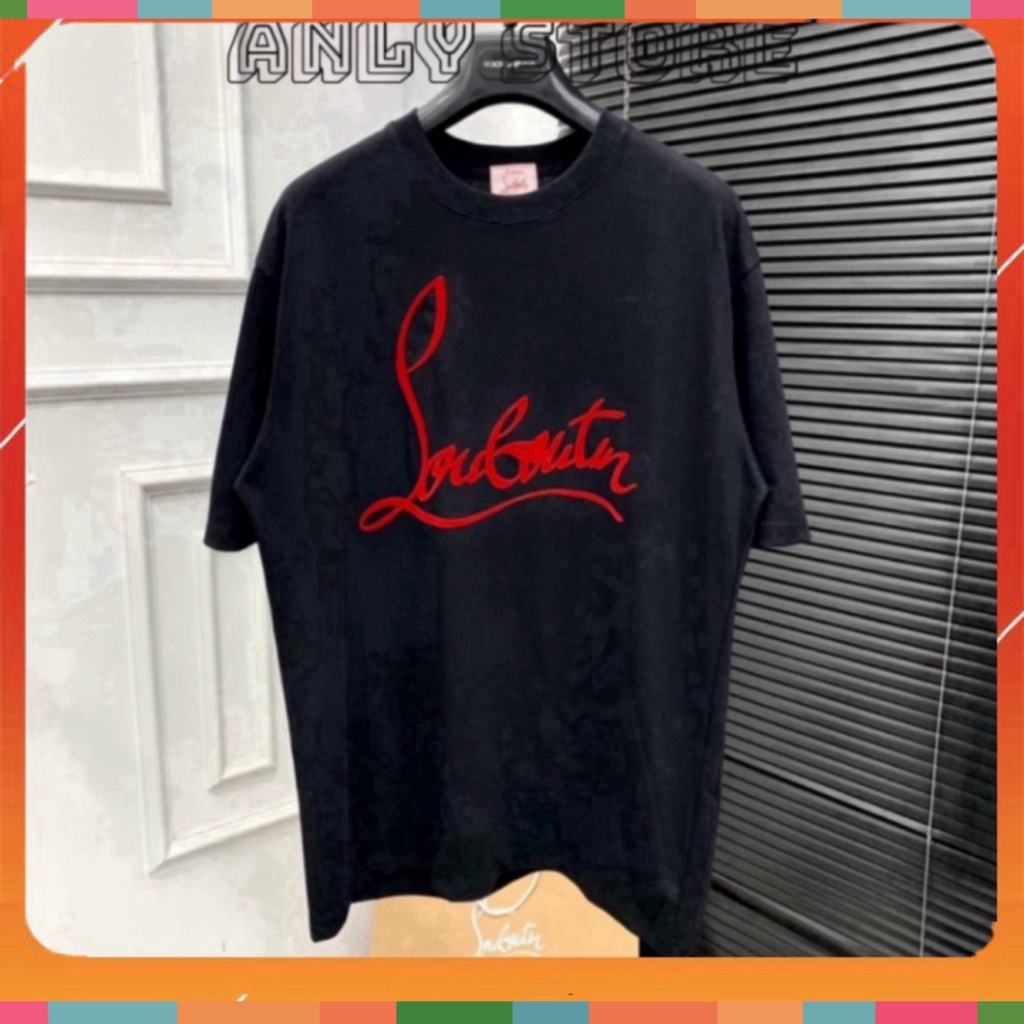 Áo Phông Nam Nữ Premium Cotton In Chữ Louboutin Logo Đỏ Hai Mặt - Áo Thun Nam Nữ Form Rộng U | BigBuy360 - bigbuy360.vn