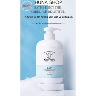 Sữa tắm trắng da sữa dê làm sạch sâu, dưỡng mịn da, giữ ẩm và bổ sung khoáng chất huna shop s17