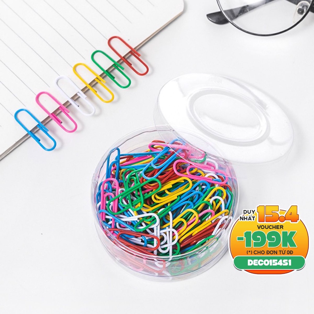 Hộp 100 Ghim giấy nhiều màu tiện dụng DecorMe Set Ghim kẹp giấy đa năng màu sắc tiện lợi văn phòng phẩm NBD2