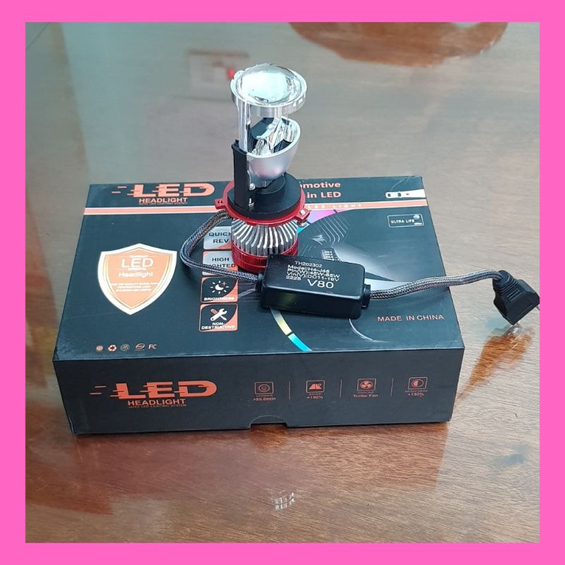 Bóng pha led bi cầu mini V80 chân H4.