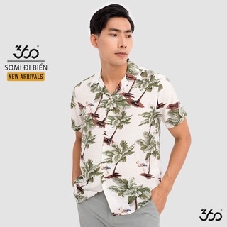 Áo sơ mi unisex 660 boutique họa tiết hoa lá, màu xanh lá cây - smntk004