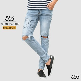 Quần Jean Nam 660 Boutique Rách Gối Màu Xanh - Tk008#