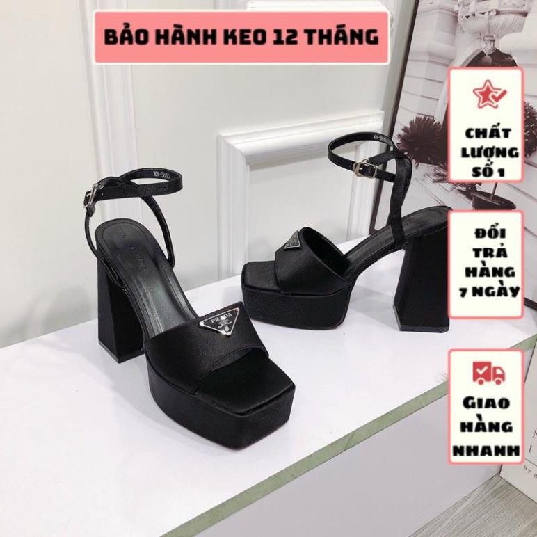 GIÀY SANDAL PRADA GÓT VUÔNG ĐÚP CAO 12 PHÂN TÔN DÁNG