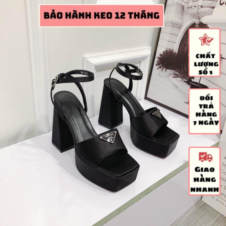 GIÀY SANDAL PRADA GÓT VUÔNG ĐÚP CAO 12 PHÂN TÔN DÁNG