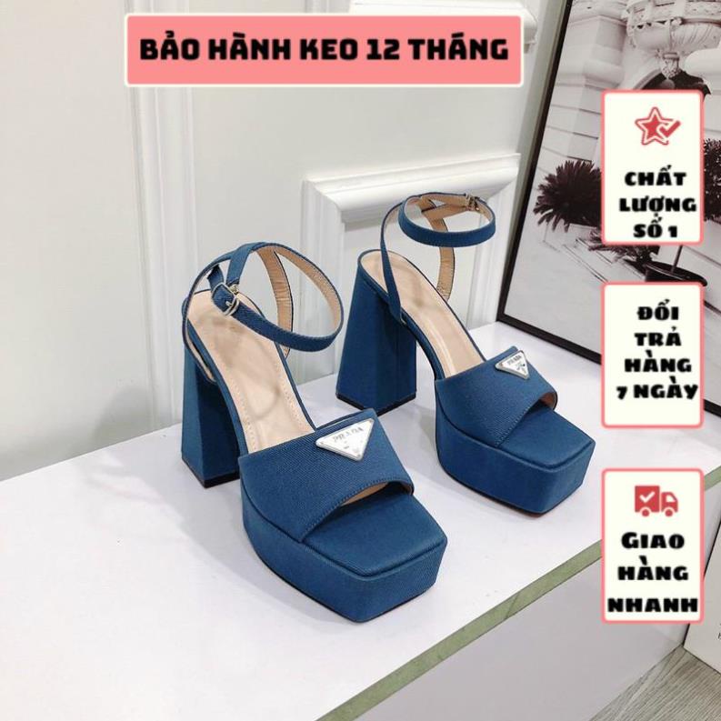 GIÀY SANDAL PRADA GÓT VUÔNG ĐÚP CAO 12 PHÂN TÔN DÁNG