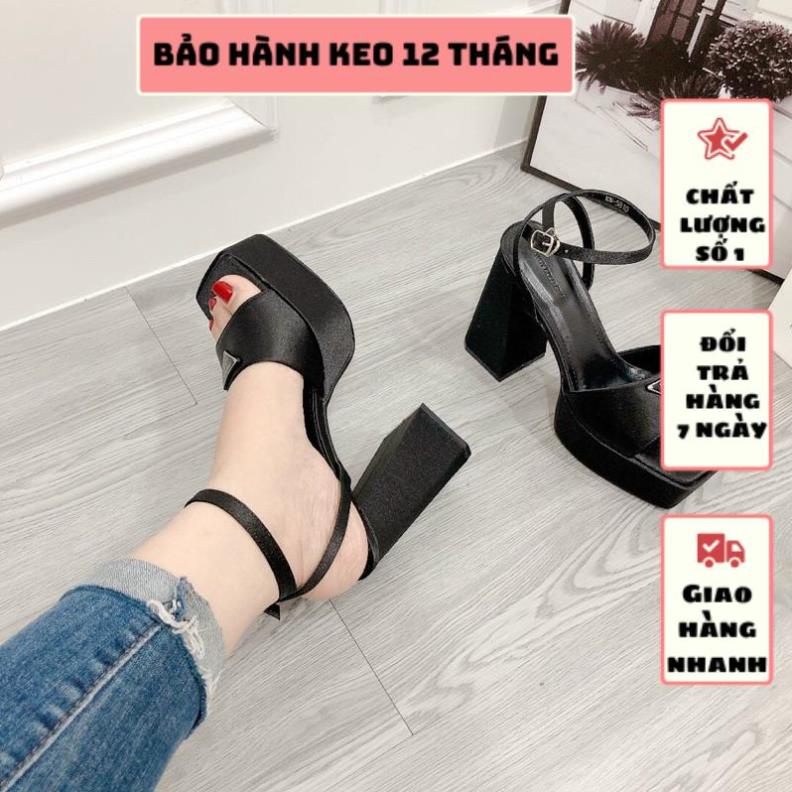 GIÀY SANDAL PRADA GÓT VUÔNG ĐÚP CAO 12 PHÂN TÔN DÁNG