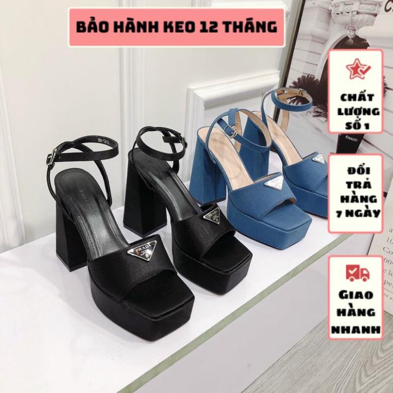 GIÀY SANDAL PRADA GÓT VUÔNG ĐÚP CAO 12 PHÂN TÔN DÁNG
