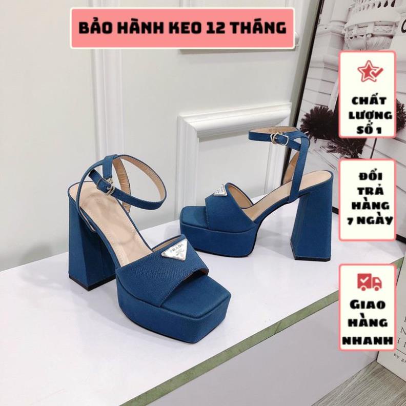 GIÀY SANDAL PRADA GÓT VUÔNG ĐÚP CAO 12 PHÂN TÔN DÁNG