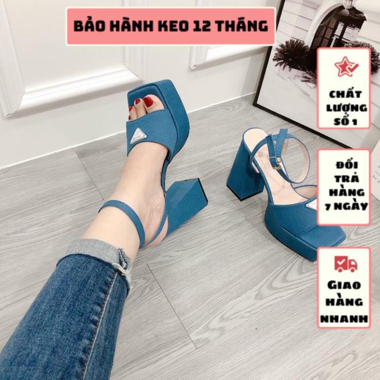 GIÀY SANDAL PRADA GÓT VUÔNG ĐÚP CAO 12 PHÂN TÔN DÁNG