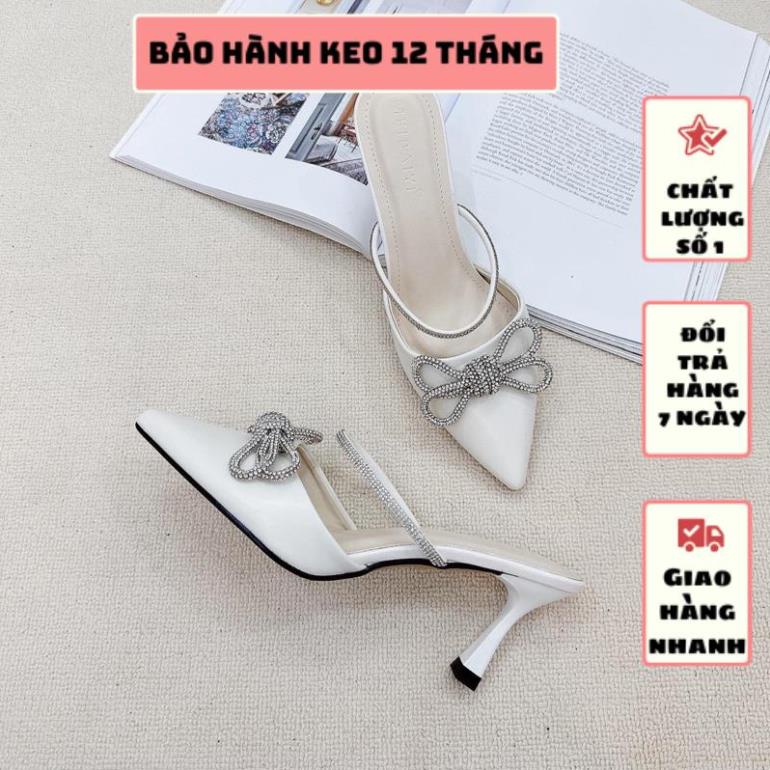 GUỐC MŨI NHỌN PHỐI NƠ ĐÁ KIỂU GÓT CAO 8 PHÂN MẪU MỚI SIÊU HOT