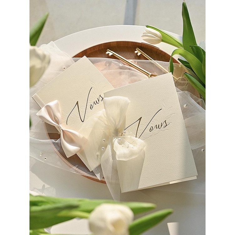 Thiệp Mời Đám Cưới vow Thẻ Bài vow Chú Rể Chú Rể Vòng Nguyệt Quế Hoang Dã Mori Nhỏ Nhắn Tươi Mới