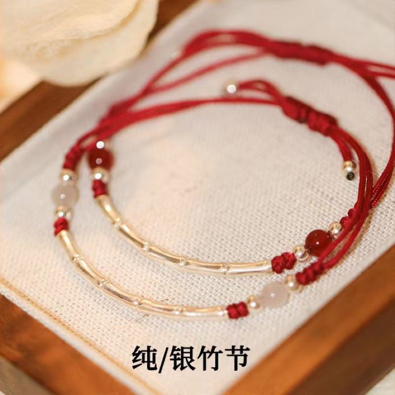 Vòng Đeo Tay Dây Thừng Nhiều Màu Sắc Điều Khiển Lối Đi Sân Khấu ins niche Thiết Kế Hạ Cánh Bằng Bạc sterling bambo Cho Nữ