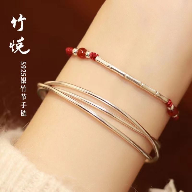 Vòng Đeo Tay Dây Thừng Nhiều Màu Sắc Điều Khiển Lối Đi Sân Khấu ins niche Thiết Kế Hạ Cánh Bằng Bạc sterling bambo Cho Nữ