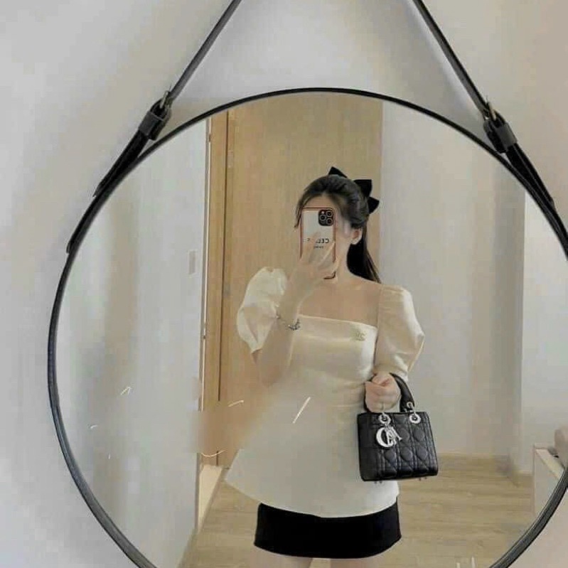 Túi D cầm tay da bóng size 17 sang chảnh