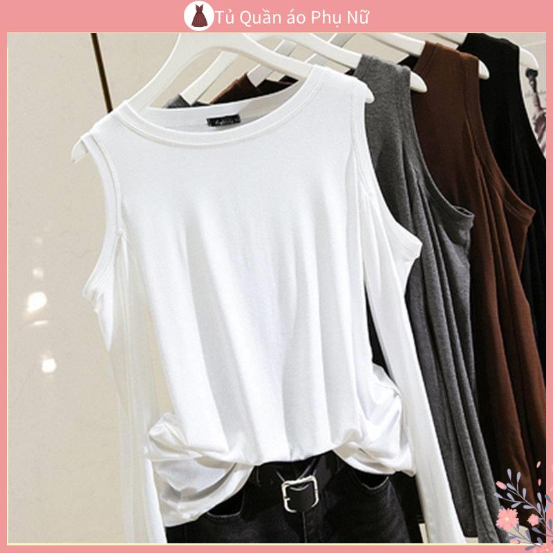 O S Mi N L A M Qu C Quy N Áo Thun cotton Tinh Khiết Hở Vai Phong Cách Hàn Quốc Mùa Thu Cho Nữ