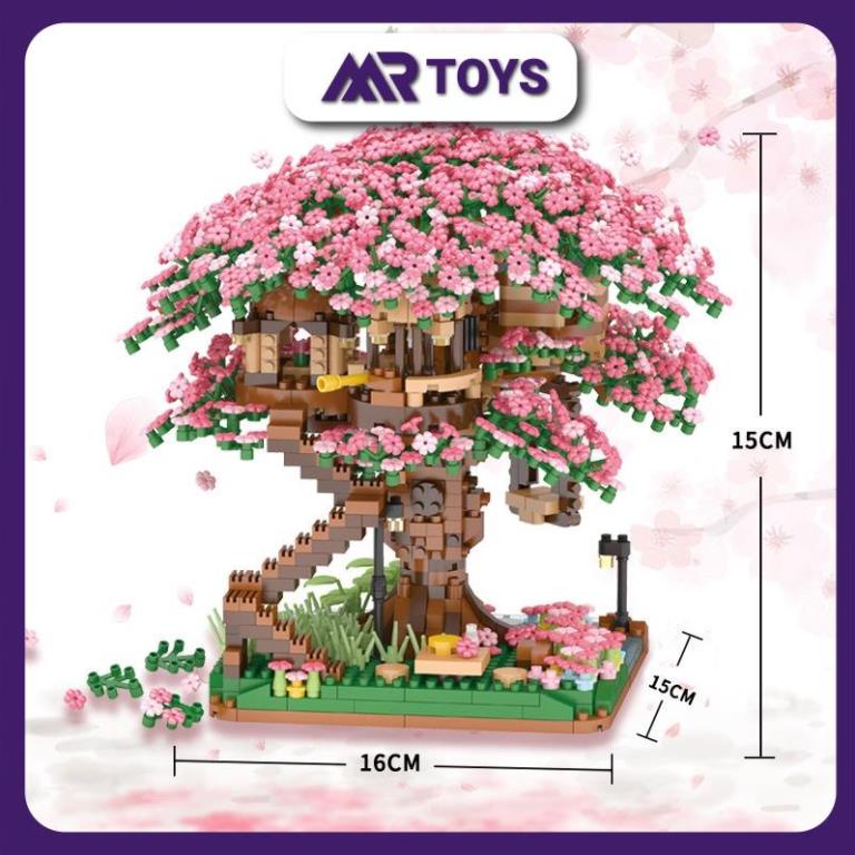 Mô hình lắp ráp lego hoa anh đào dạng ngôi nhà trên cây | đồ chơi xếp hình thông minh quà tặng cho bé