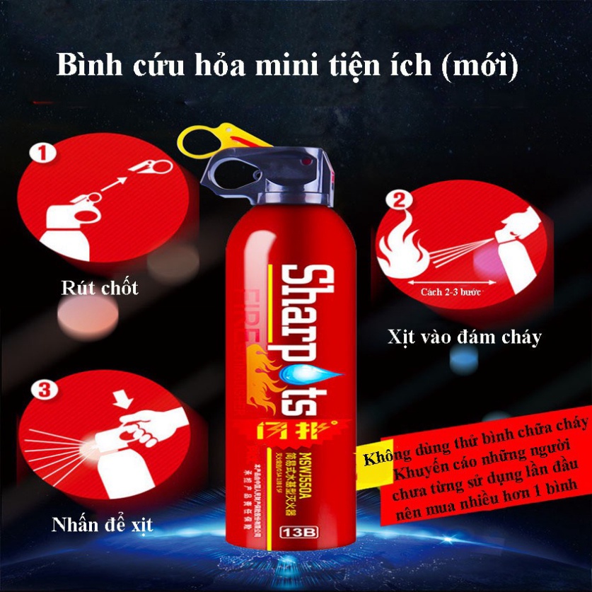 Bình Cứu Hỏa - Bình Chữa Cháy Mini - Dập Lửa Khẩn Cấp Ô Tô, Xe Máy, Văn Phòng