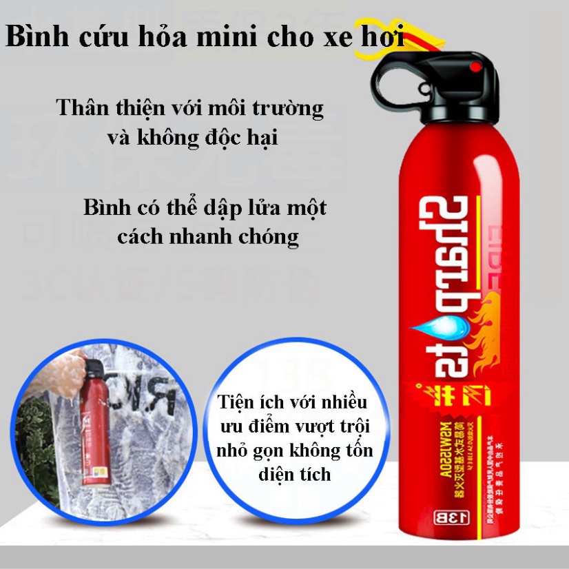 Bình Cứu Hỏa - Bình Chữa Cháy Mini - Dập Lửa Khẩn Cấp Ô Tô, Xe Máy, Văn Phòng