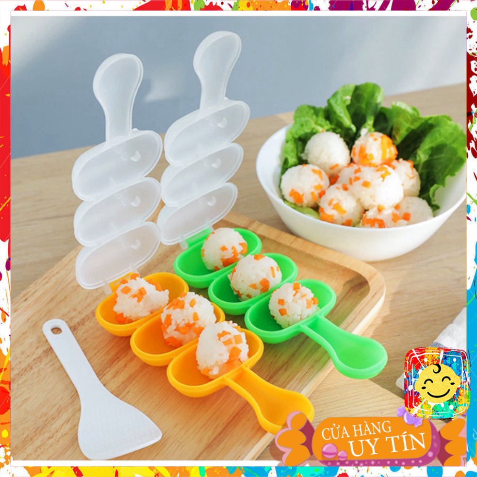 Dụng Cụ Tạo Cơm Bento Khuôn Lắc Cơm Nắm Cho Bé Kèm Thìa Color Kids