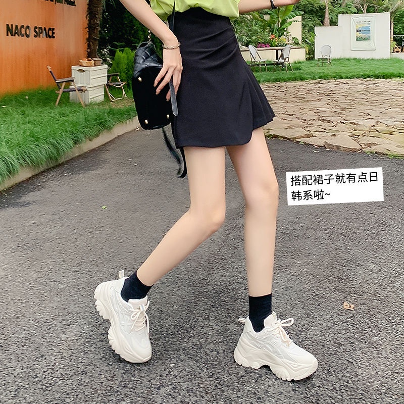 Giày Thể Thao Đế Dày Tăng Chiều Cao Chống Trượt Thoáng Khí Trọng Lượng Nhẹ Thoải Mái Màu Trắng Thời Trang Mùa Hè Cho