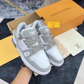 Giày l.v trainer sneaker white grey lai au giày l’v trắng xám lai au sc