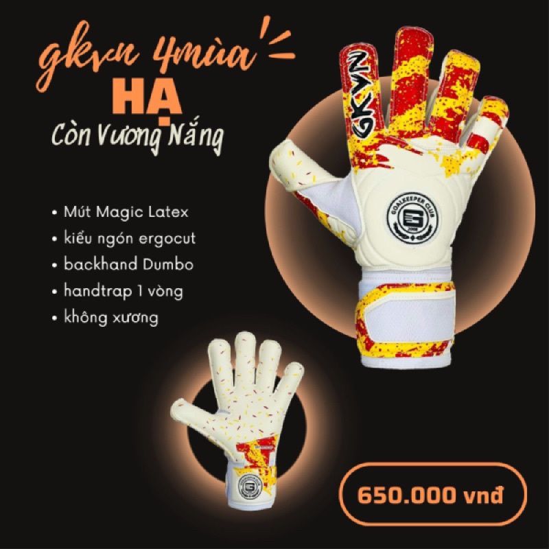 Găng Tay Thủ Môn GKVN 4 Mùa Không Xương Linh Hoạt - Hạ Còn Vương Nắng