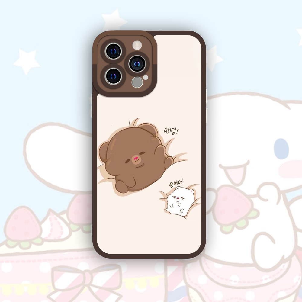 Ốp iphone cạnh vuông 4Tcase in hình gấu nâu và gấu trắng 6/6plus/7/7plus/8/14/8plus/x/xr/xs/11/12/pro/max/14prm