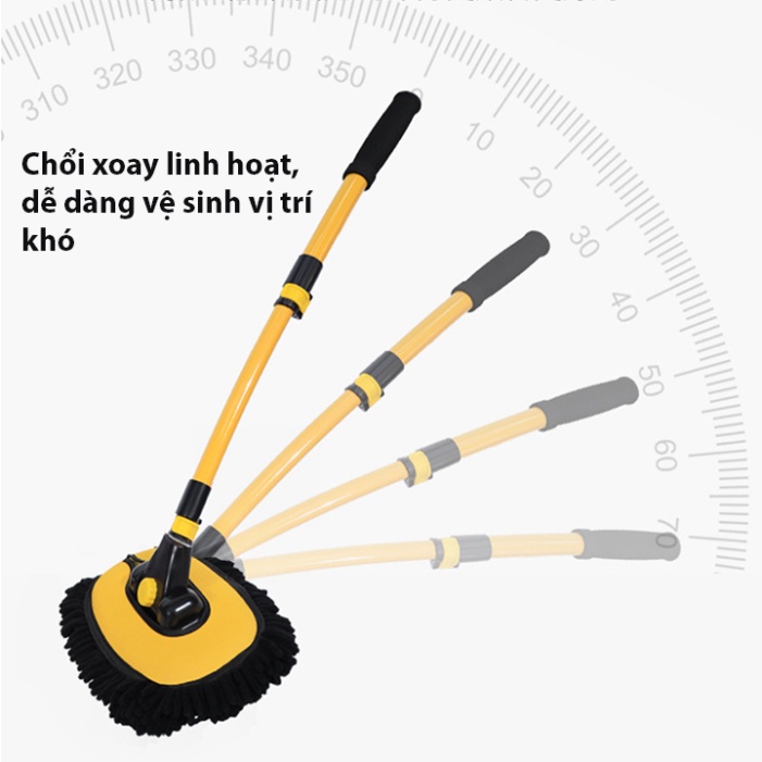 Chổi lau rửa xe hơi cán dài 3 đốt gấp họn