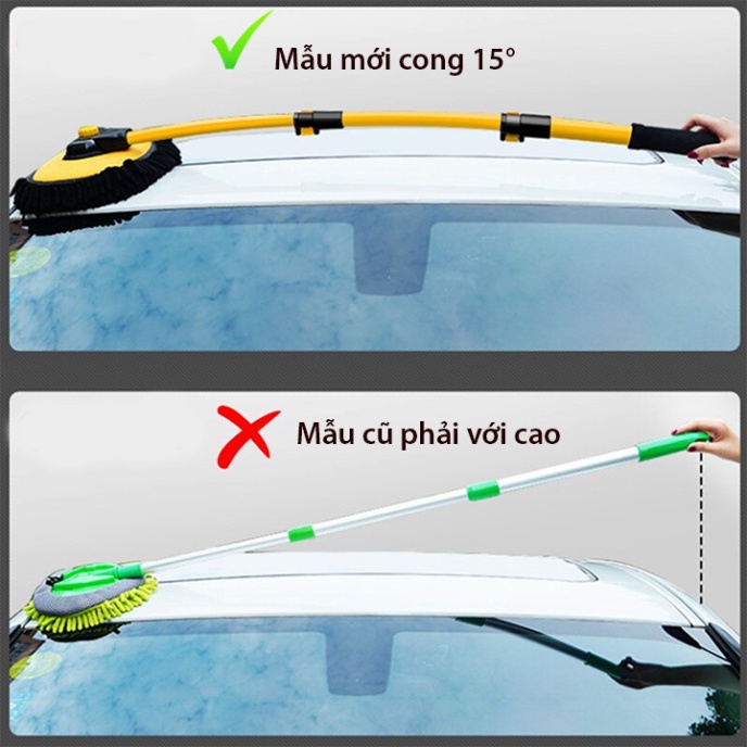 Chổi lau rửa xe hơi cán dài 3 đốt gấp họn