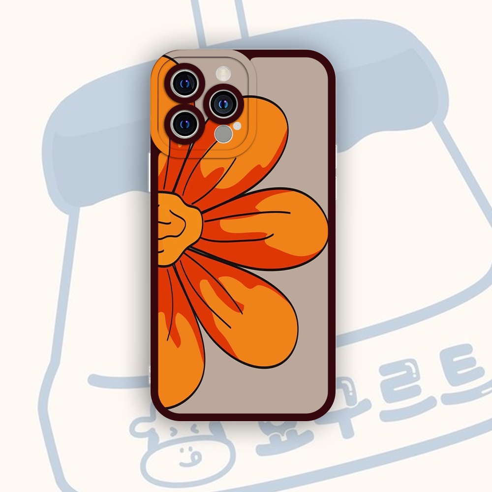 Ốp iphone cạnh vuông 4Tcase Hoa daisy màu cam bên cạnh 6/6s/7/7plus/8/8plus/x/xr/xs/11/12/13/pro/plus/promax/14prm