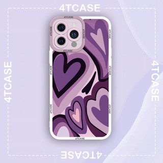 Ốp iphone cạnh vuông 4tcase trái tim nền tím 6/6plus/6splus/7/7plus/8/8plus/x/xr/xs/11/12/pro/max/plus/promax