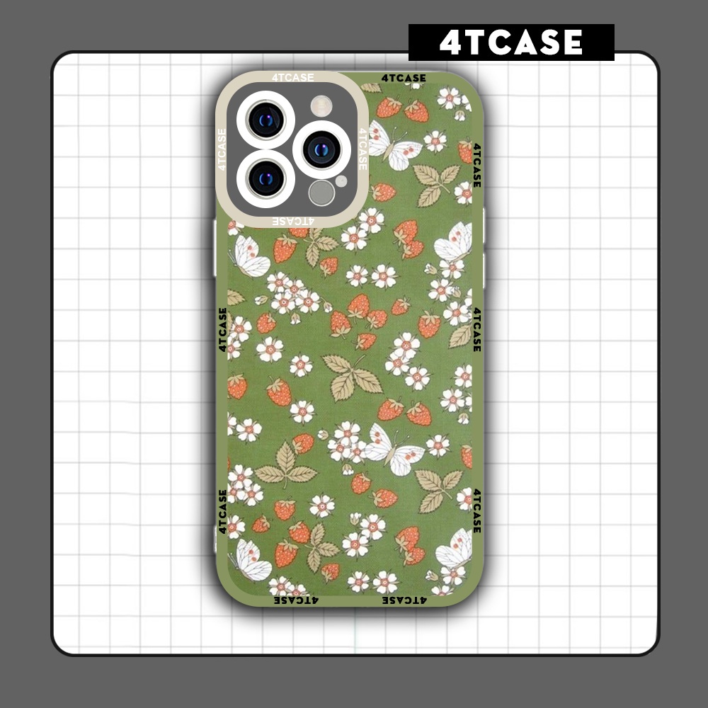 Ốp iphone cạnh vuông 4Tcase cánh bướm cỏ ba lá nhí doodle 6/6s/7/7plus/8/8plus/x/xr/xs/11/12/13/pro/plus/promax/14prm