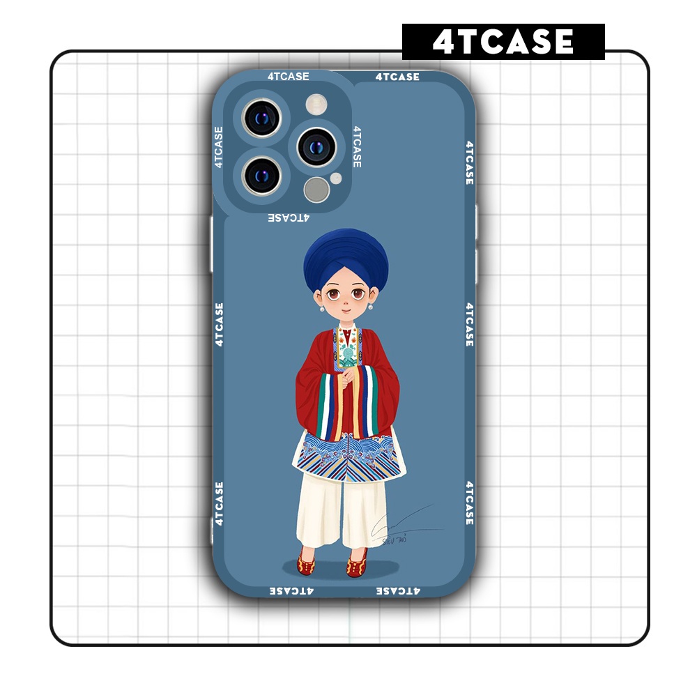 Ốp iphone cạnh vuông 4Tcase cô gái mặc đồ dân tộc Việt Nam 6/6s/7/7plus/8/8plus/x/xr/xs/11/12/13/pro/plus/promax/14prm