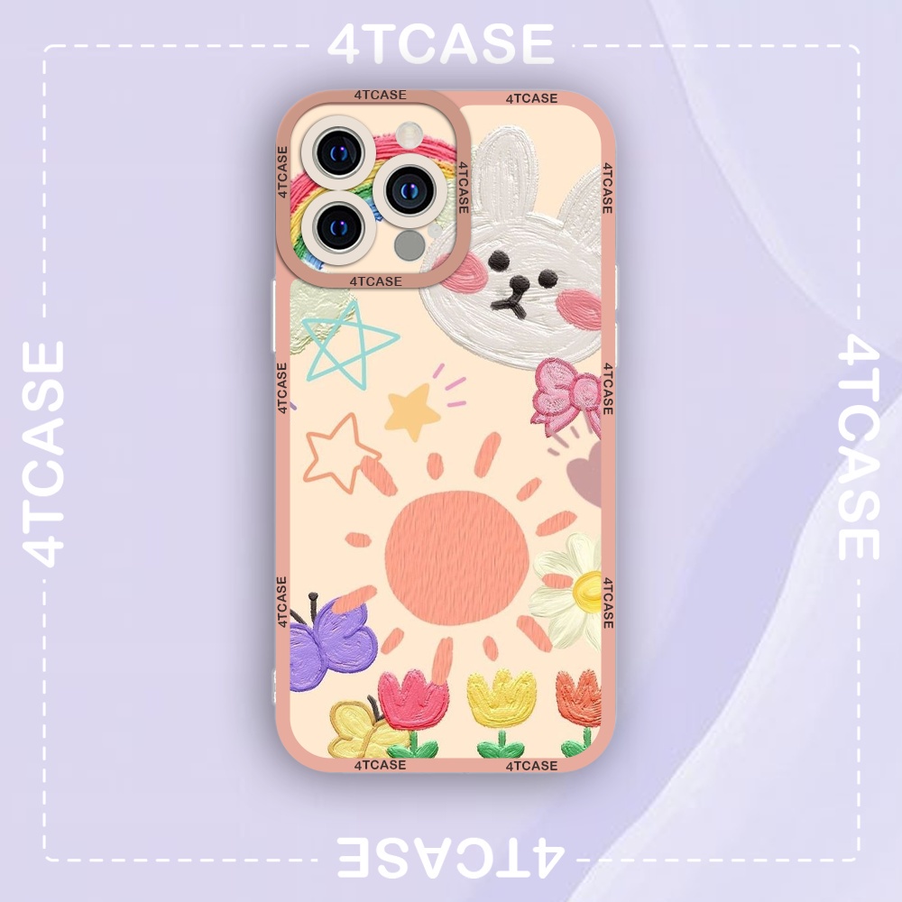 Ốp iphone cạnh vuông 4tcase bức tranh hoa lá bầu trời 6/6s/6splus/7/7plus/8/8plus/x/xr/xs/11/12/pro/max/plus/promax