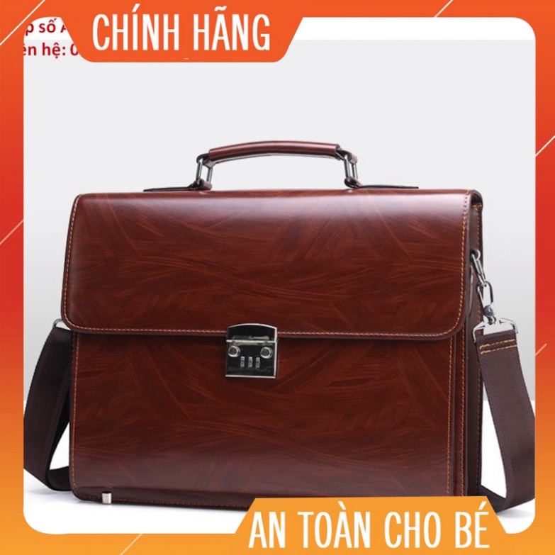 Cặp da khóa số A2 chân sắt đựng laptop Cặp sách nam công sở Túi xách da đựng laptop Túi da văn phòng sdd19