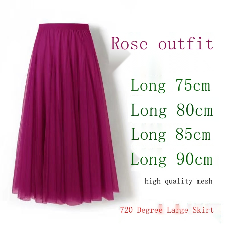 Chân Váy Chữ A Ba Lớp Dáng Xòe Dài Vừa Phải 720 Độ Dùng Biểu Diễn Nhảy Múa