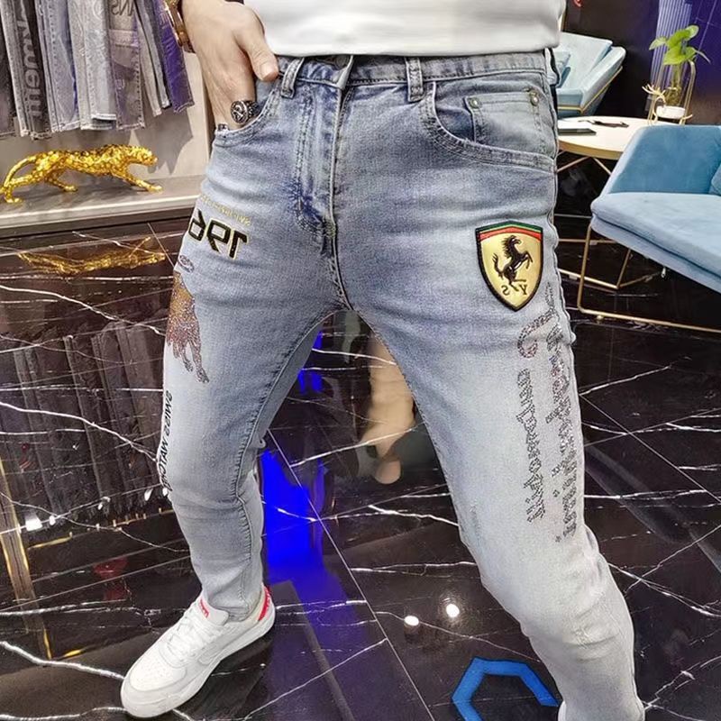 Quần Jeans Dài Phối Vết Rách Thời Trang Dành Cho Nam