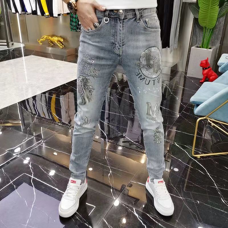 Quần Jeans Dài Phối Vết Rách Thời Trang Dành Cho Nam